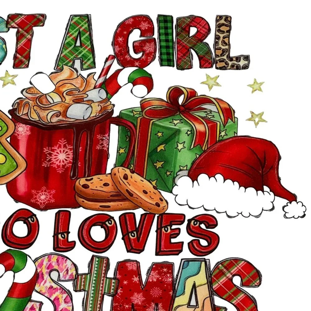 Pillow Cover Case Just A Girl Who Loves Christmas Holiday Decor Present Santa
